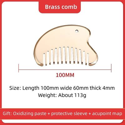 Ouro de latão natural Gua Sha ferramenta de tabuleiro para massagem do couro cabeludo pente Guasha Pedra cabeça massagista de cabelo cuidados de saúde salão de beleza