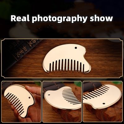 Ouro de latão natural Gua Sha ferramenta de tabuleiro para massagem do couro cabeludo pente Guasha Pedra cabeça massagista de cabelo cuidados de saúde salão de beleza