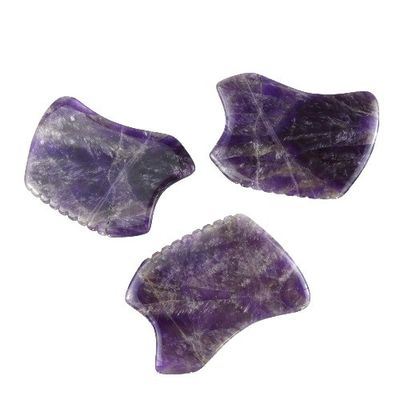 Pedra de raspagem roxa Gua Sha Ferramenta de massagem para placa de Guasha facial de cristal de ametista e jade natural