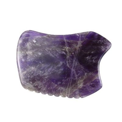 Pedra de raspagem roxa Gua Sha Ferramenta de massagem para placa de Guasha facial de cristal de ametista e jade natural