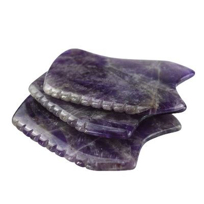 Pedra de raspagem roxa Gua Sha Ferramenta de massagem para placa de Guasha facial de cristal de ametista e jade natural