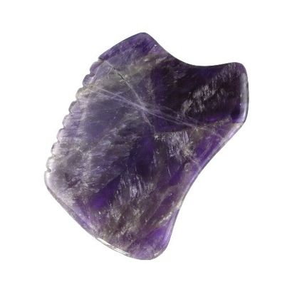 Pedra de raspagem roxa Gua Sha Ferramenta de massagem para placa de Guasha facial de cristal de ametista e jade natural