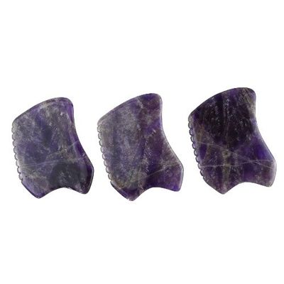 Pedra de raspagem roxa Gua Sha Ferramenta de massagem para placa de Guasha facial de cristal de ametista e jade natural