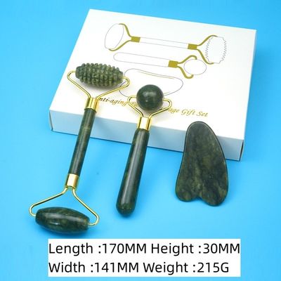 2024 Black Jade Roller Gua Sha Set para Massagem Corporal e 100% Natural Duplo Cabeça Cuidados da Pele Facial