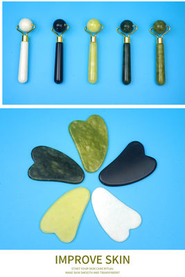 2024 Black Jade Roller Gua Sha Set para Massagem Corporal e 100% Natural Duplo Cabeça Cuidados da Pele Facial