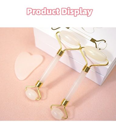 Massagem Muscular Afegã Roller de Jade Branco e Gua Sha Conjunto Para Massagem Corporal Com Pedra Natural de Jade Guasha