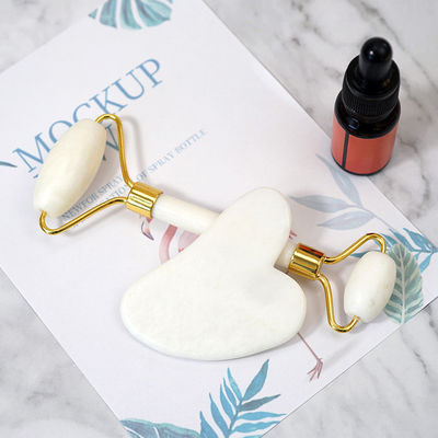 Logotipo personalizado DisponívelRoller de Jade Branco E Guasha Set Para Massagem Facial Gua Sha Com Caixa Regalo Para Músculos do Corpo