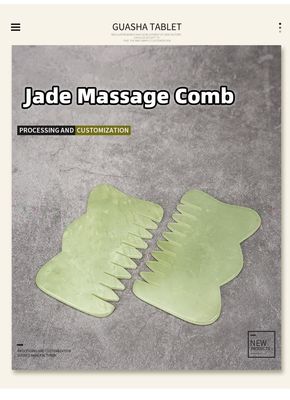 Equipamento de massagem para a cabeça Peite de cabelo de jade Guasha Peite de massagem para beleza e propriedades de jade Xiuyan