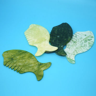 Equipamento de massagem da cabeça 2024 Produto Xiuyan Jade Comb Guasha Jade Stone Scraping Massage Board em verde e amarelo