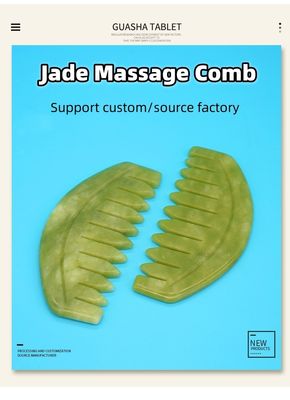 2023 Logotipo personalizado disponívelJade Comb Gua Sha ferramenta de raspagem para cuidados com o couro cabeludo e músculos do corpo
