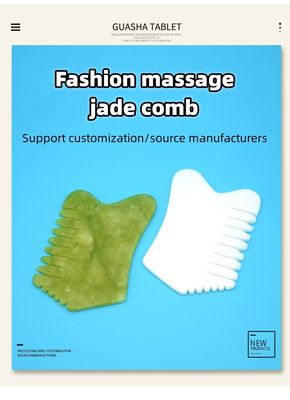 Massageiros de Cabelo de Cabeça com Acupuntura Terapia de Cabeça Tratamento de Ponto de Ação Pedra de Jade Gua Sha Comb Massagem Ferramentas