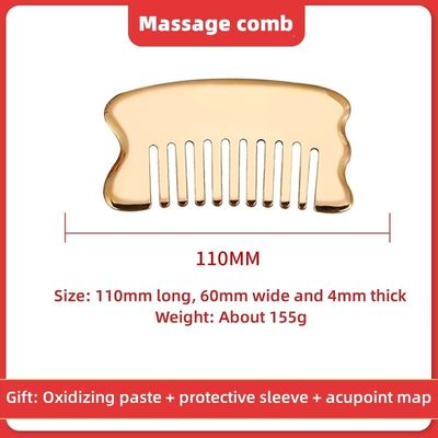 Massagem Muscular Ferramenta de Massagem da Cabeça Logotipo Personalizado Ferramenta de Massagem do Scalpo Quadrado Brass Gua Sha Comb Metal Copper Gua Sha Comb