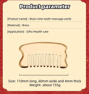 Massagem Muscular Ferramenta de Massagem da Cabeça Logotipo Personalizado Ferramenta de Massagem do Scalpo Quadrado Brass Gua Sha Comb Metal Copper Gua Sha Comb