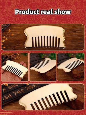 Massagem Muscular Ferramenta de Massagem da Cabeça Logotipo Personalizado Ferramenta de Massagem do Scalpo Quadrado Brass Gua Sha Comb Metal Copper Gua Sha Comb