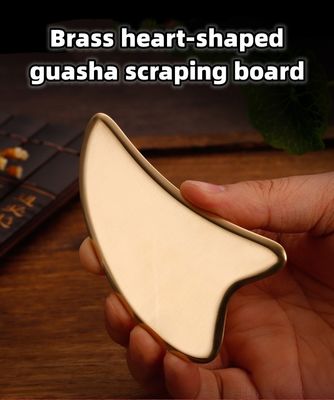 Equipamento de massagem personalizável de cobre puro corpo em forma de coração Cuidados de saúde Guasha Scraping Board Color Gold Brass Metal Gua Sha Massage Tool