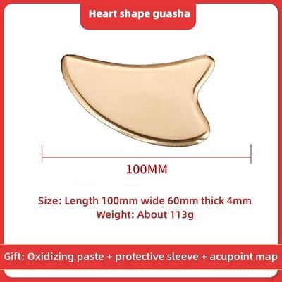 Forma de Coração de Ouro Brass Natural Metal Gua Sha raspando Guasha Facial Spa Massager para Meridian Massage Acupoint