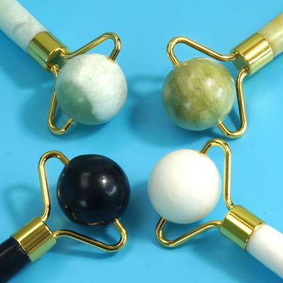 Ferramenta de beleza facial Esférica Pedra de Jade Natural Gua Sha Massagem de contas Roller Facial para Tratamento de Cuidado do Corpo e da Pele Spa