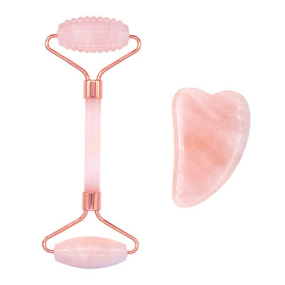 Rose Quartz Gua Sha Face Roller Massage Tool Guasha Stone Body Self Skin Care Spa Anti Aging Facial Beauty Caixa de presente em rosa