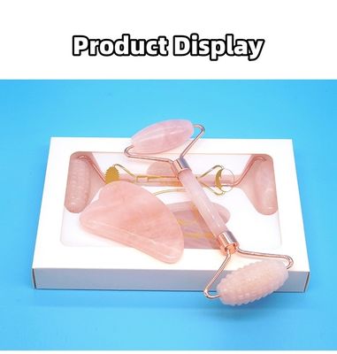 Rose Quartz Gua Sha Face Roller Massage Tool Guasha Stone Body Self Skin Care Spa Anti Aging Facial Beauty Caixa de presente em rosa