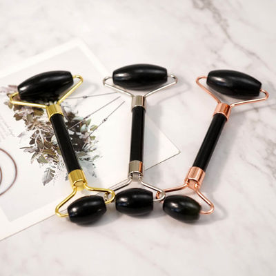Massagem Muscular Personalizada Black Bian Stone Gua Sha Scraping Board Guasha Face Roller Gift Box Set para Spa Skin Care Routine