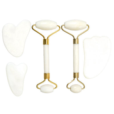 Ferramenta de Cuidados da Pele Pedra de Jade Branca Natural Gua Sha Scraping Board Guasha Face Roller Gift Box Set para Massagem Muscular do Corpo