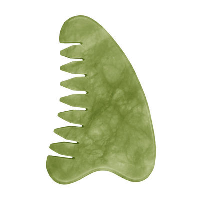 Propriedades Equipamento de massagem para a cabeça Jade verde natural Gua Sha Massageiro do couro cabeludo Pincel de massagem linfática para cuidados com a saúde do cabelo