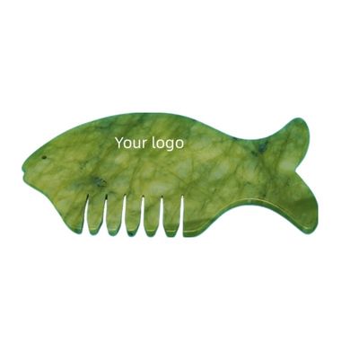2024 Peixe Forma Natural Xiuyan Jade Gua Sha Scalp Massagem Peite Cabeça Guasha Massagista para Equipamento de Massagem Cabeça Amarelo