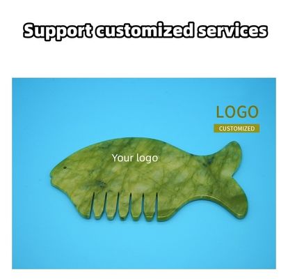 2024 Peixe Forma Natural Xiuyan Jade Gua Sha Scalp Massagem Peite Cabeça Guasha Massagista para Equipamento de Massagem Cabeça Amarelo