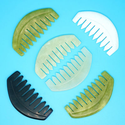 2024 Forma redonda Xiuyan natural Jade Gua Sha Scalp Massagem Pente Cabeça Cuidado do cabelo Massagista Dredge Meridianos Produtos mais vendidos