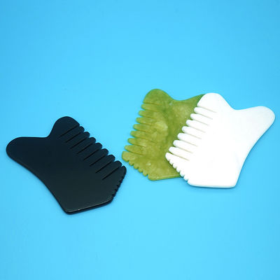 Jade Gua Sha Combs Massagem de Pedra Peite de Cabelo Ferramentas de cabeça portáteis para músculos do corpo e ferramenta de massagem facial multifuncional