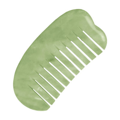 Terapia de acupuntura e massagem do couro cabeludo Peite de cabelo de jade natural com ferramentas Xiuyan Jade Gua Sha