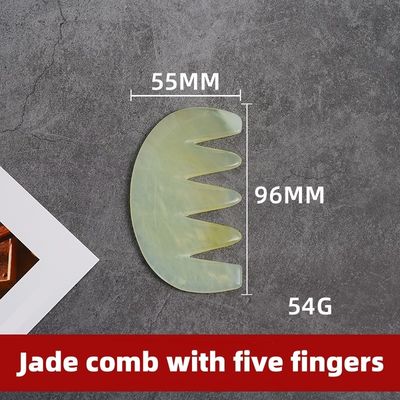 Terapia de acupuntura e massagem do couro cabeludo Peite de cabelo de jade natural com ferramentas Xiuyan Jade Gua Sha