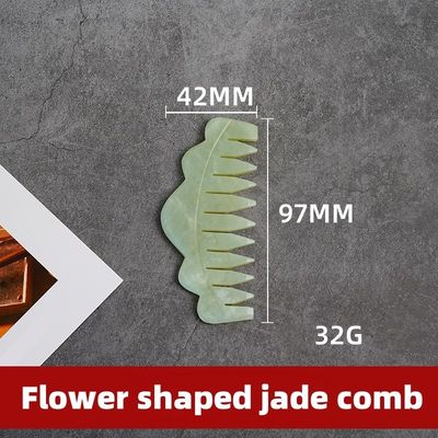 Terapia de acupuntura e massagem do couro cabeludo Peite de cabelo de jade natural com ferramentas Xiuyan Jade Gua Sha