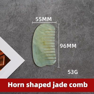 Terapia de acupuntura e massagem do couro cabeludo Peite de cabelo de jade natural com ferramentas Xiuyan Jade Gua Sha