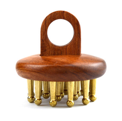 2024 Pincel de Massagem Corporal Marrom Brass Scalp Massager Pincel de Cabelo para Cuidados com Cabelos da Cabeça Dredging Meridianos e Aliviando Dores de Cabeça