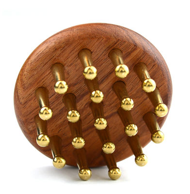 2024 Pincel de Massagem Corporal Marrom Brass Scalp Massager Pincel de Cabelo para Cuidados com Cabelos da Cabeça Dredging Meridianos e Aliviando Dores de Cabeça