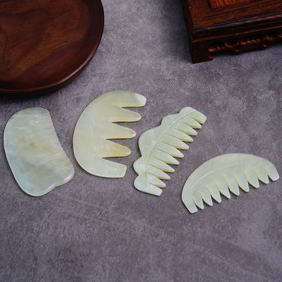 Multiforme Xiuyan Jade Natural Gua Sha Scalp Massage Comb para equipamento de massagem da cabeça