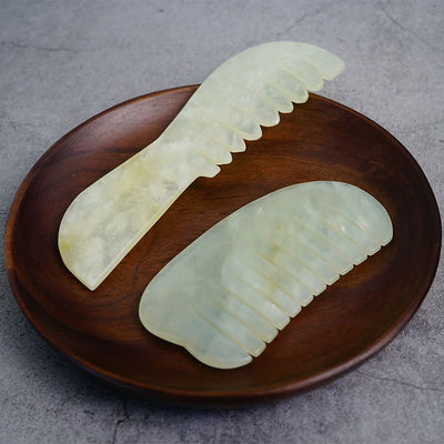 Multiforme Xiuyan Jade Natural Gua Sha Scalp Massage Comb para equipamento de massagem da cabeça