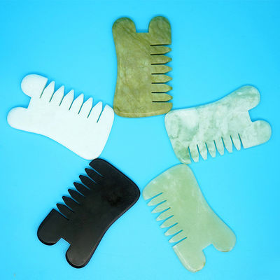 Natural Verde Xiuyan Jade Gua Sha Scalp Massagem Panela Guasha Pedra Massagem Cabeça Para Cabelo Saúde Cuidados Salão de beleza Ferramenta