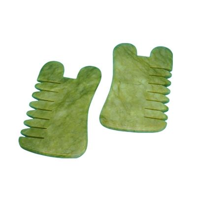 Natural Verde Xiuyan Jade Gua Sha Scalp Massagem Panela Guasha Pedra Massagem Cabeça Para Cabelo Saúde Cuidados Salão de beleza Ferramenta