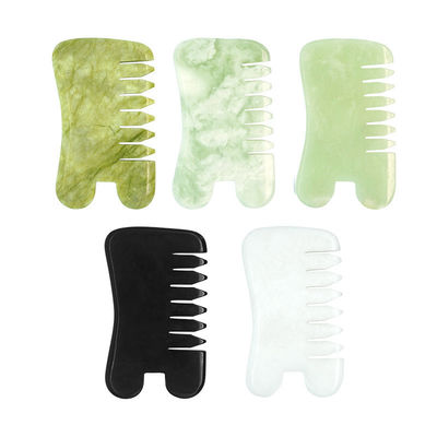 Natural Verde Xiuyan Jade Gua Sha Scalp Massagem Panela Guasha Pedra Massagem Cabeça Para Cabelo Saúde Cuidados Salão de beleza Ferramenta
