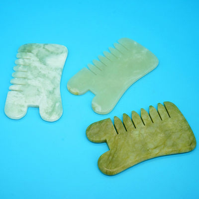 Natural Verde Xiuyan Jade Gua Sha Scalp Massagem Panela Guasha Pedra Massagem Cabeça Para Cabelo Saúde Cuidados Salão de beleza Ferramenta