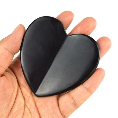2024 Forma do coração Pedra Bian Negro Natural Gua Sha Escravação Ferramenta de Massagem para Função de Massagem Muscular de Drenagem Linfática