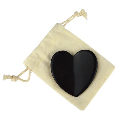 2024 Forma do coração Pedra Bian Negro Natural Gua Sha Escravação Ferramenta de Massagem para Função de Massagem Muscular de Drenagem Linfática