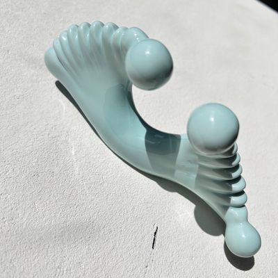 Ferramenta de massagem Gua Sha de cerâmica azul para drenagem linfática e revitalização da pele