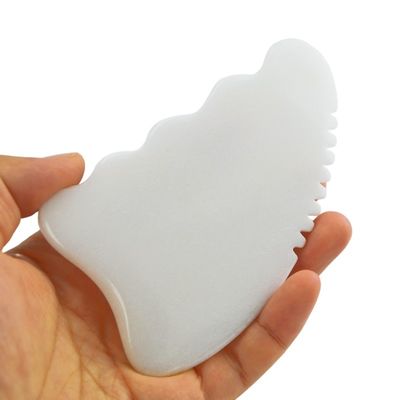 Logotipo personalizado Disponível White Jade Gua Sha Stone Massager Facial para Tratamento Anti-Aging