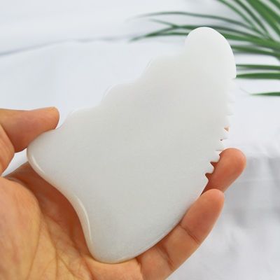 Logotipo personalizado Disponível White Jade Gua Sha Stone Massager Facial para Tratamento Anti-Aging