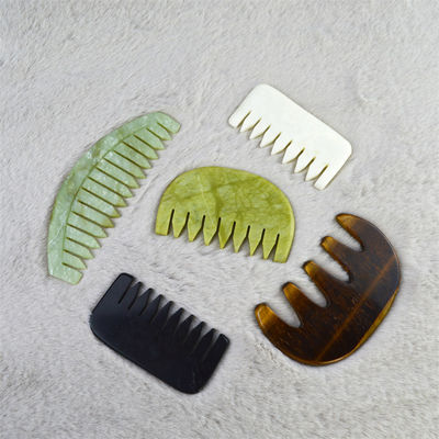 Logotipo Personalizado Logotipo DisponívelPuro Natural Xiuyan Jade Stone Comb Head Scalp Guasha Massage Tool Low MOQ Gua Sha Comb