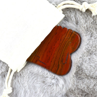 2024 Hot Natural Mookaite Vermelho Jasper Gua Sha Massager Logotipo personalizado Cuidados com a pele Antienvelhecimento Cura Pedra raspando Ferramentas de massagem
