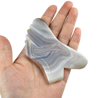 Logotipo personalizado DisponívelD 100% Agate Cinza Natural Gua Sha Massagem Ferramenta para Cuidados Pessoais da Pele Spa Facial Elevação de Beleza Equipamento